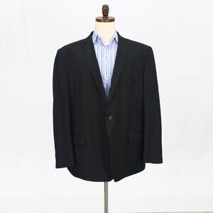 Van Heusen 56R Black Solid 2-Button Sport Coat Blazer Jacket T787